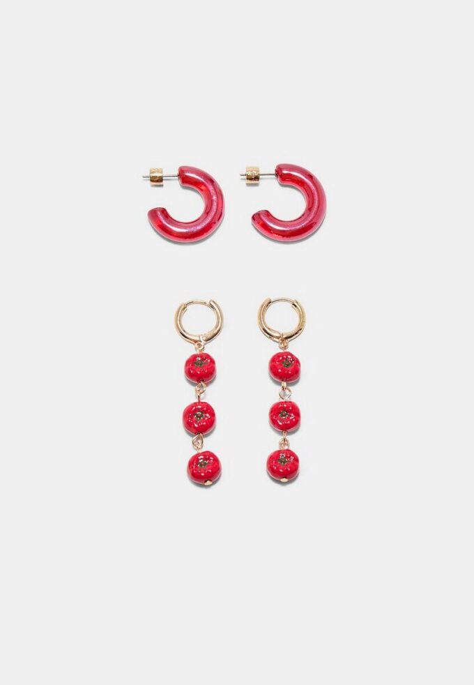Set mit 2 Paar Tomaten-Ohrringen