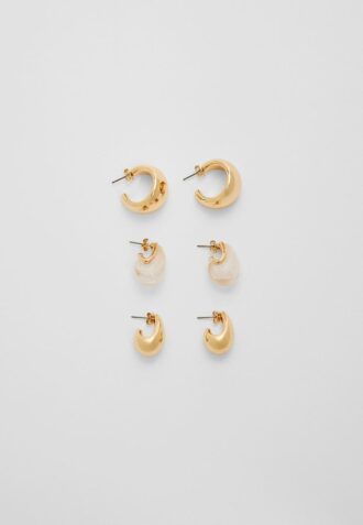 Set mit 3 Paaren voluminöser Mini-Ohrringe
