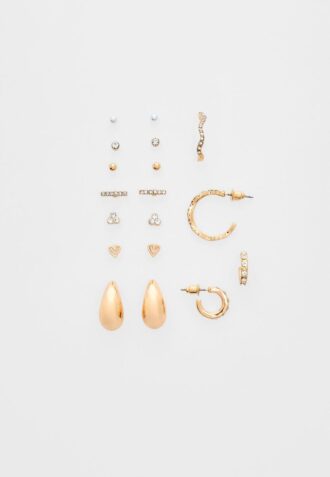 Set mit 9 Paar Mini-Tropfenohrringen