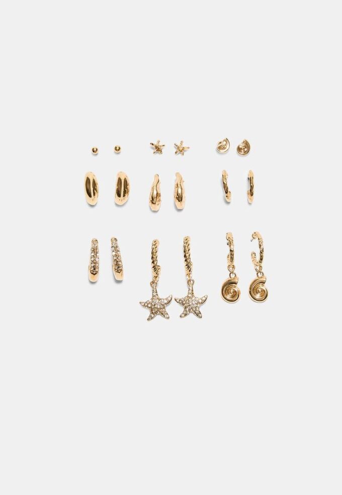 Set mit 9 Strass-Seestern-Ohrringen