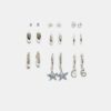 Set mit 9 Strass-Seestern-Ohrringen