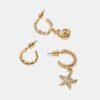 Set mit 9 Strass-Seestern-Ohrringen