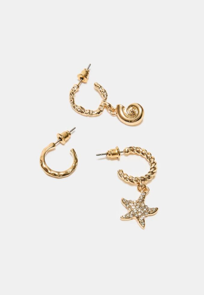 Set mit 9 Strass-Seestern-Ohrringen