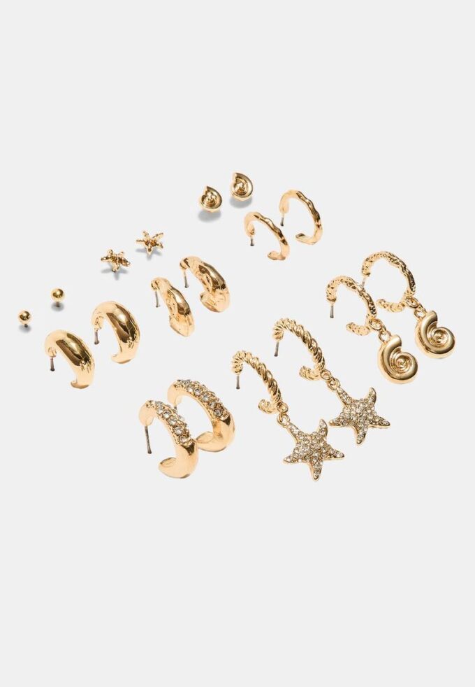 Set mit 9 Strass-Seestern-Ohrringen