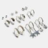 Set mit 9 Strass-Seestern-Ohrringen