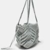 Shopper-Tasche aus Häkelstoff mit Metallfäden