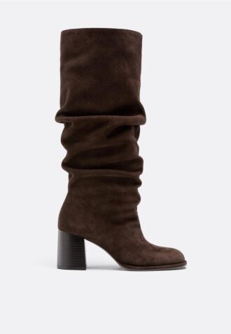 Slouchy Stiefel mit Absatz aus Leder