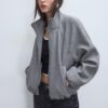 Soft Touch-Bomberjacke im Ballon-Stil
