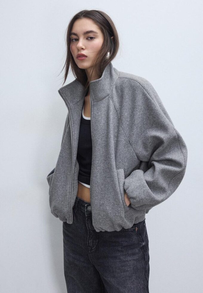 Soft Touch-Bomberjacke im Ballon-Stil