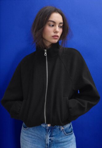 Soft Touch-Bomberjacke im Ballon-Stil