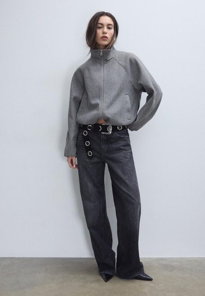 Soft Touch-Bomberjacke im Ballon-Stil