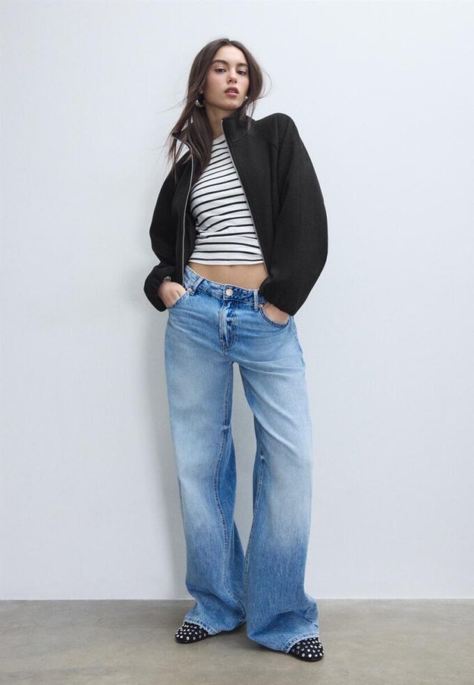 Soft Touch-Bomberjacke im Ballon-Stil