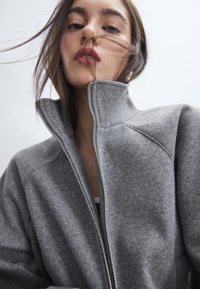 Soft Touch-Bomberjacke im Ballon-Stil