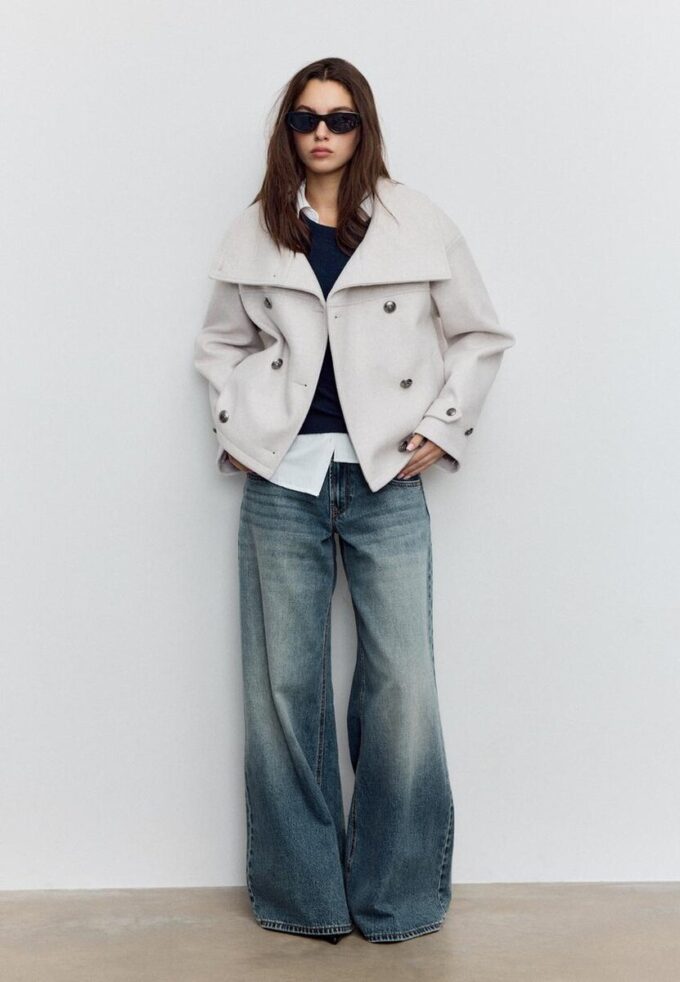 Soft Touch-Jacke mit Überkreuzverschluss und hohem Kragen Soft Touch-Jacke mit Überkreuzverschluss und hohem Kragen