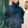 Soft Touch-Jacke mit Überkreuzverschluss und hohem Kragen