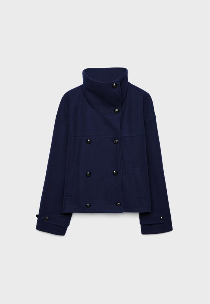 Soft Touch-Jacke mit Überkreuzverschluss und hohem Kragen