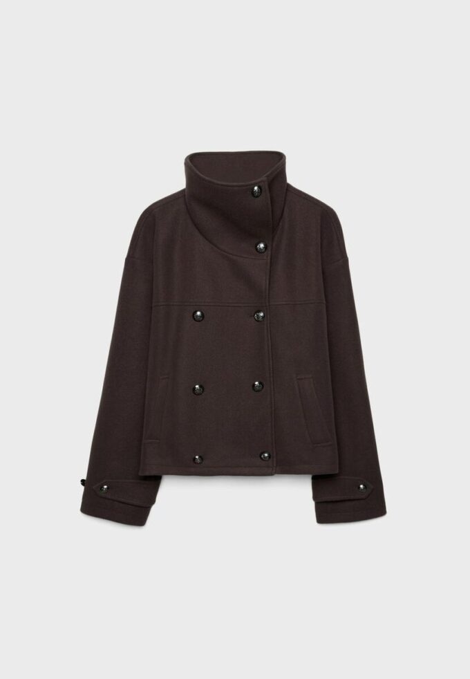Soft Touch-Jacke mit Überkreuzverschluss und hohem Kragen Soft Touch-Jacke mit Überkreuzverschluss und hohem Kragen