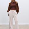 Soft Touch-Jogginghose mit Wide Leg und Nahtdetail vorne Soft Touch-Jogginghose mit Wide Leg und Nahtdetail vorne