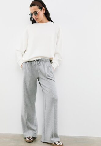 Soft Touch-Jogginghose mit Wide Leg und Nahtdetail vorne