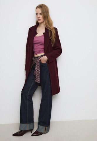 Soft Touch-Midi-Mantel mit Knopfleiste