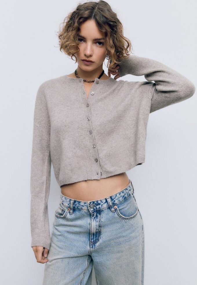 Soft Touch-Strickjacke mit Knöpfen
