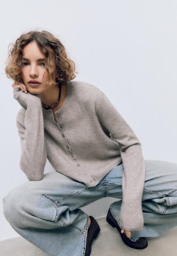 Soft Touch-Strickjacke mit Knöpfen