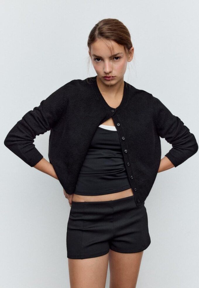 Soft Touch-Strickjacke mit Knöpfen
