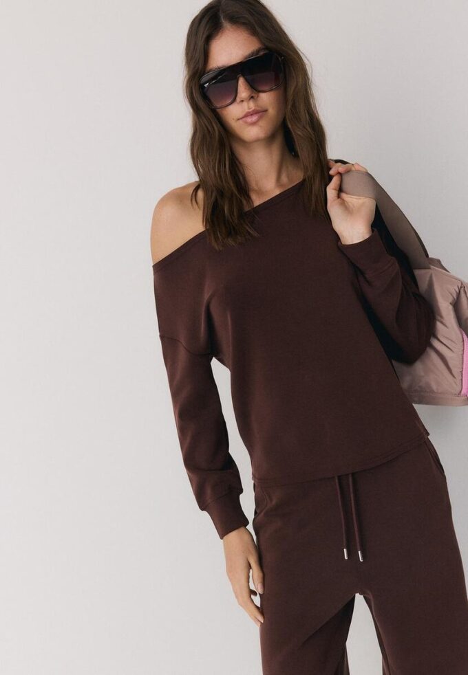 Soft Touch-Sweatshirt mit schulterfreiem Ausschnitt