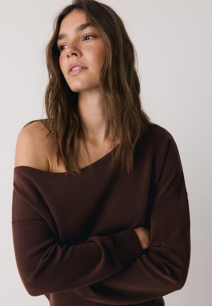 Soft Touch-Sweatshirt mit schulterfreiem Ausschnitt