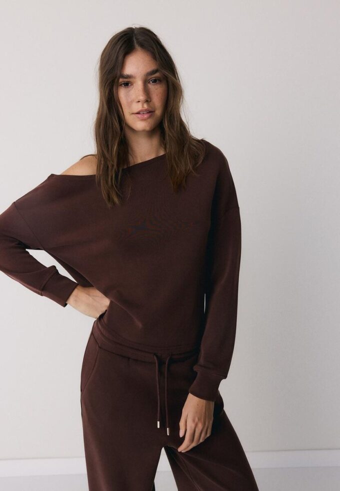 Soft Touch-Sweatshirt mit schulterfreiem Ausschnitt