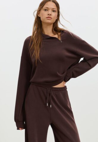 Soft Touch-Sweatshirt mit seitlichem Reißverschluss