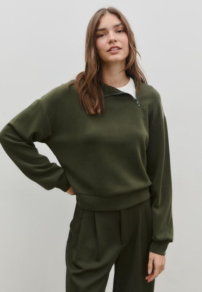 Soft Touch-Sweatshirt mit seitlichem Reißverschluss