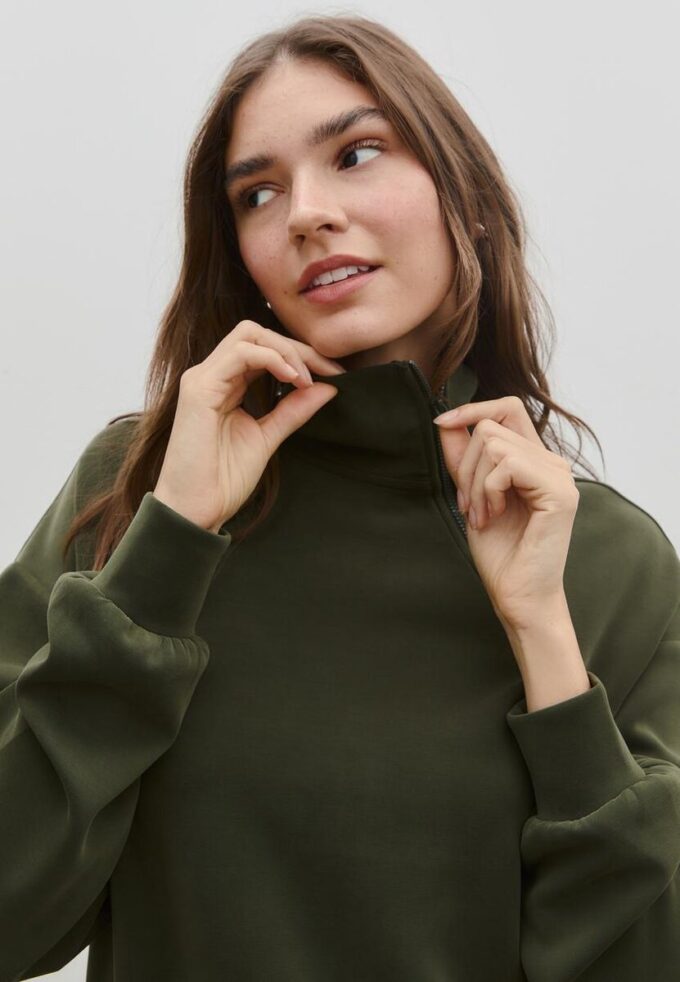 Soft Touch-Sweatshirt mit seitlichem Reißverschluss