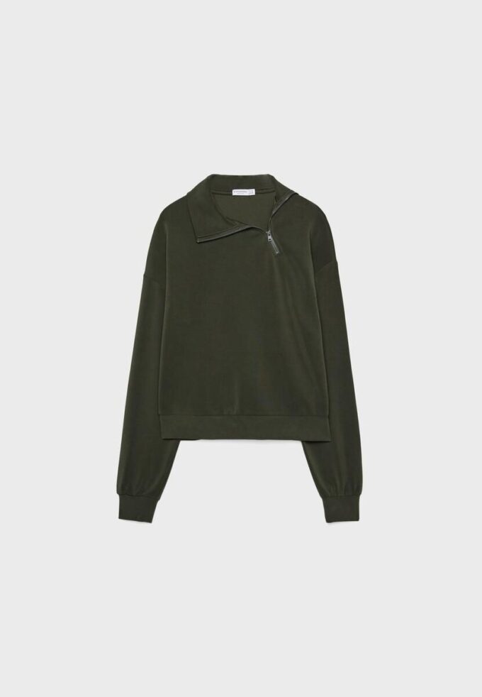 Soft Touch-Sweatshirt mit seitlichem Reißverschluss