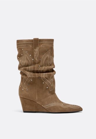 Stiefel mit Keilschuhen aus Leder
