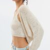 Strickjacke mit Fledermausärmeln und Bindeband