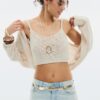 Strickjacke mit Fledermausärmeln und Bindeband