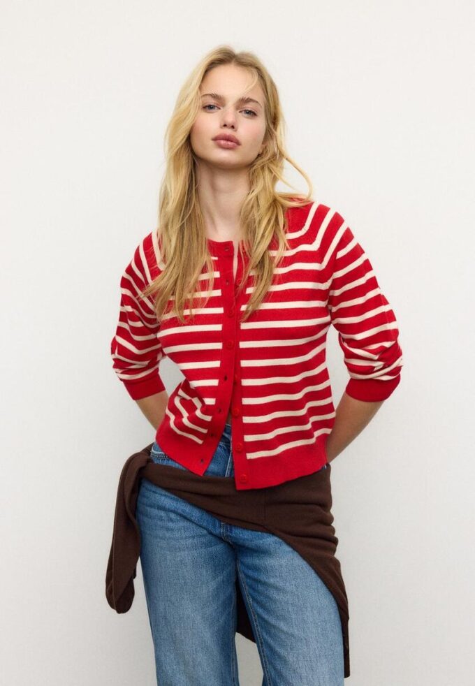 Strickjacke mit Knopfleiste und Raglanärmeln