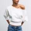 Strickpullover mit asymmetrischem, geripptem Saum