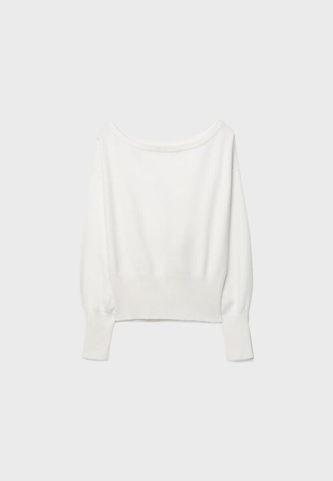 Strickpullover mit asymmetrischem, geripptem Saum