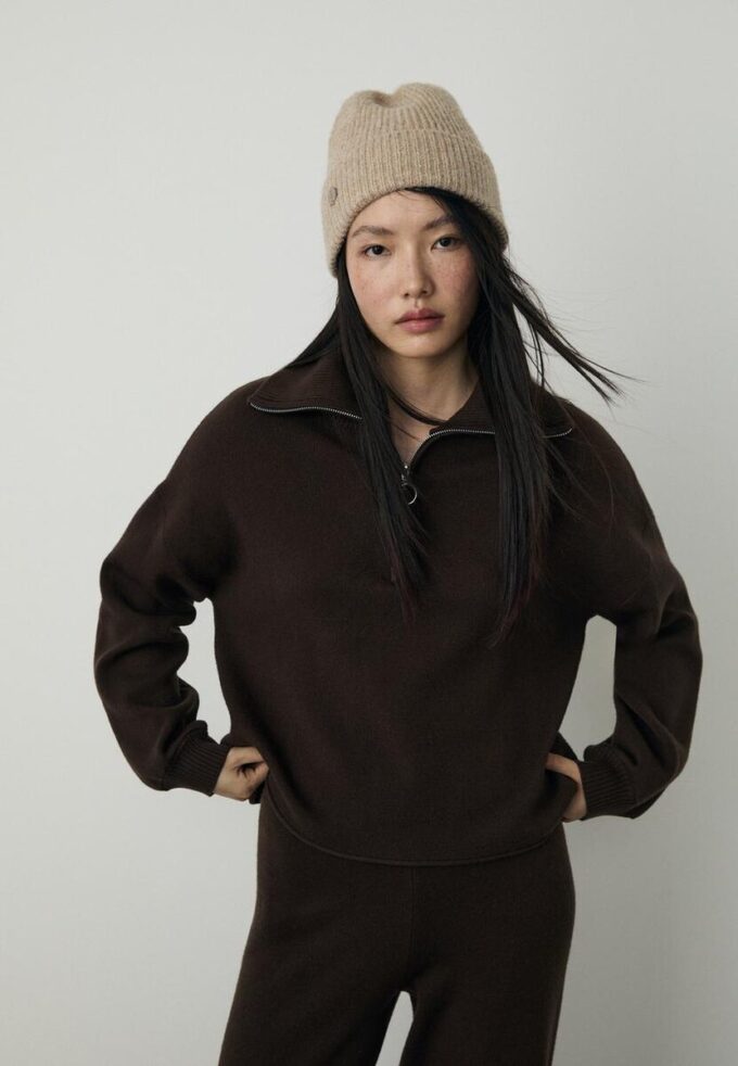 Strickpullover mit Reißverschluss
