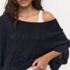 Strickpullover mit U-Boot-Ausschnitt und Überlagerung
