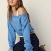 Sweatshirt mit U-Boot-Ausschnitt und Strassflügeln