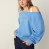 Sweatshirt mit U-Boot-Ausschnitt und Strassflügeln