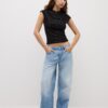 T-Shirt im Qipao-Stil mit Flockdruck T-Shirt im Qipao-Stil mit Flockdruck