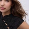 T-Shirt im Qipao-Stil mit Flockdruck T-Shirt im Qipao-Stil mit Flockdruck