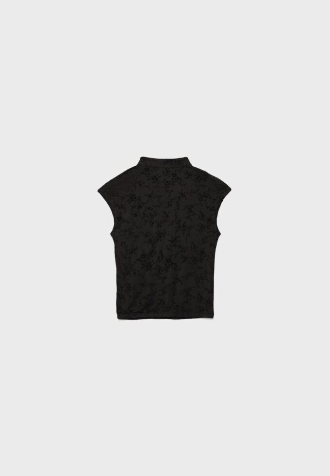 T-Shirt im Qipao-Stil mit Flockdruck T-Shirt im Qipao-Stil mit Flockdruck