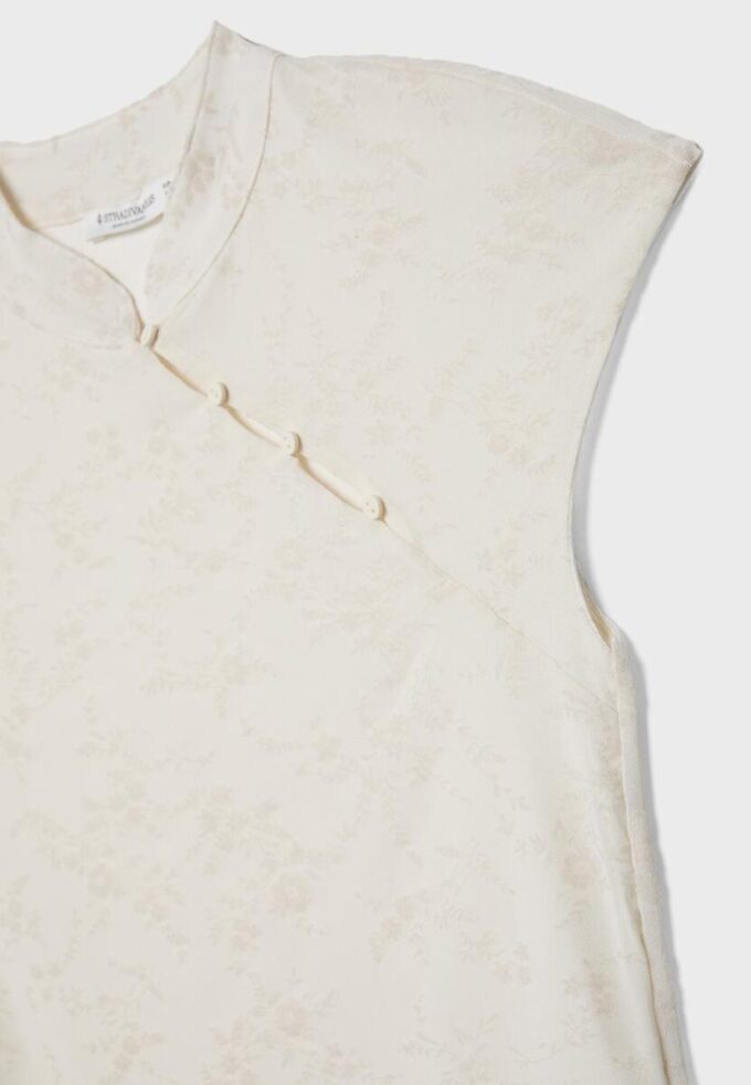 T-Shirt im Qipao-Stil mit Flockdruck T-Shirt im Qipao-Stil mit Flockdruck
