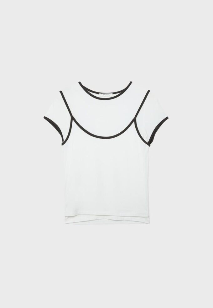 T-Shirt mit doppeltem Kontrast
