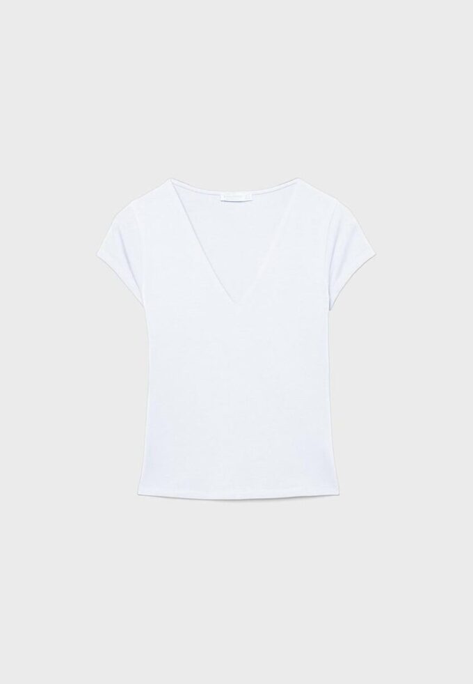 T-Shirt mit V-Ausschnitt und kurzen Ärmeln